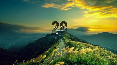 夕阳 山间公路 绿色 护眼