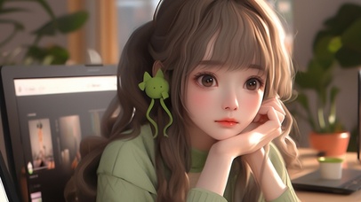 4K唯美牛油果女孩认真工作