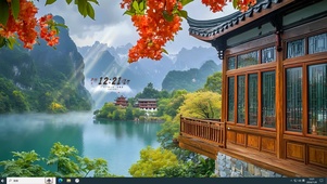 秋季枫林湖畔