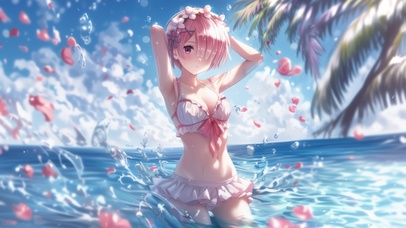 雪墨壁纸丨拉姆丨夏日戏水丨