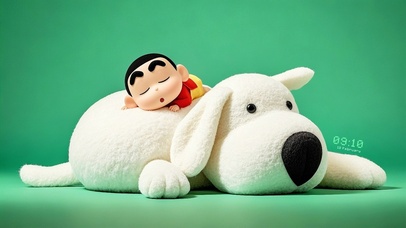 躺小白身上酣睡的小新