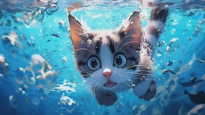 水中猫咪