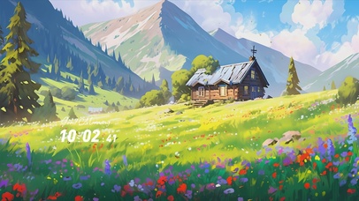 护眼蓝天白云房屋景色