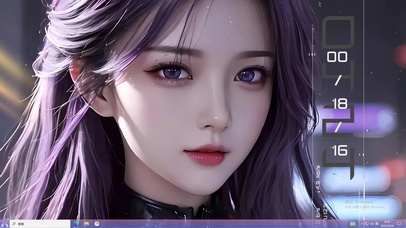 4k紫色长发美女