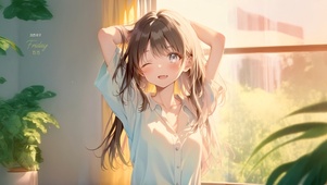 唯美窗前少女