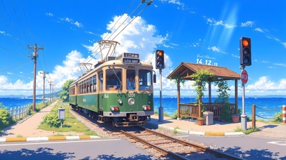 海边绿皮火车