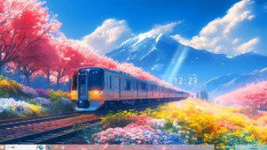 雪山樱花列车