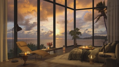 唯美治愈落日晚霞海景房