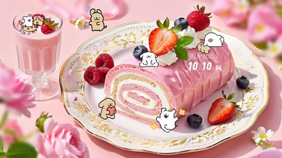 草莓蛋糕线条小狗