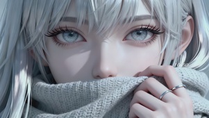 清纯灰色毛衣女孩