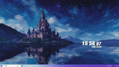 夜景星空城堡河流主题