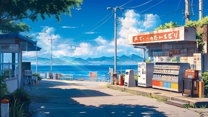 4K唯美治愈夏日海边小卖部