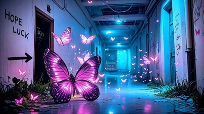 废弃工厂的唯美晶蝶