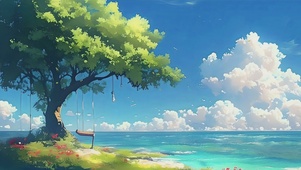 绿色护眼海边