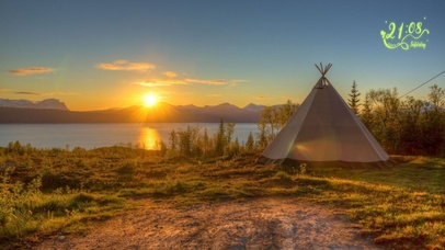 湖边露营赏日出