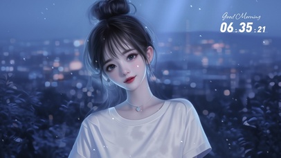纯美丸子头少女