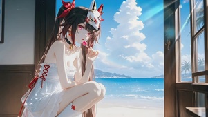 海边狐面少女