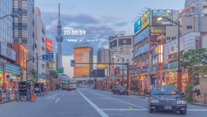 唯美治愈夕阳城市街道