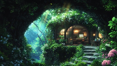 林中山洞咖啡厅