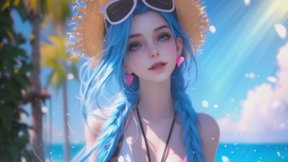 4K假日海边少女