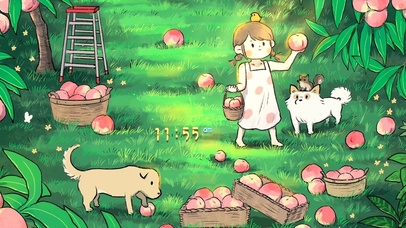 唯美治愈桃子园采摘