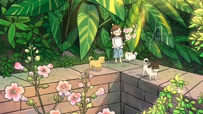 采摘花朵的女孩