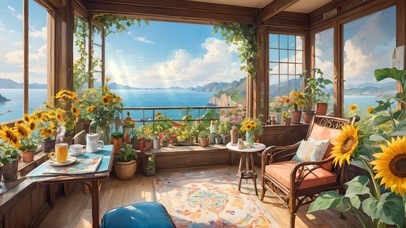 海边向日葵小屋