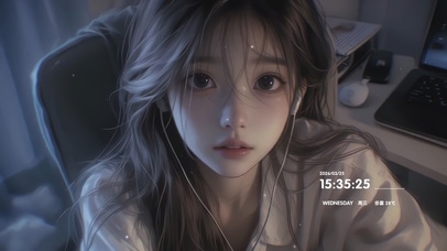 可爱电脑桌前清纯少女