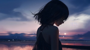 落日晚霞美少女