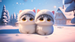 冬天雪景猫咪