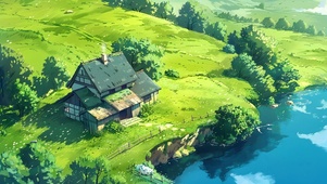池塘边的小屋