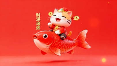 骑着锦鲤的财神猫猫