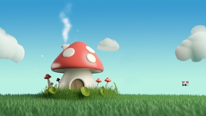 清新 蘑菇小屋