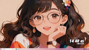 长发戴眼镜女孩桌面主题