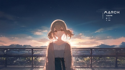 唯美夕阳山顶少女