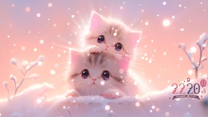 治愈唯美雪地猫猫