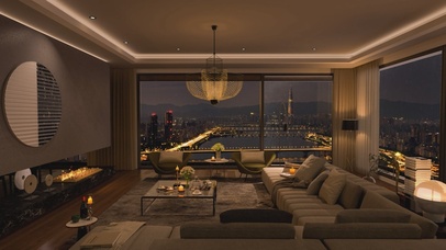 唯美治愈雨夜城市房间客厅