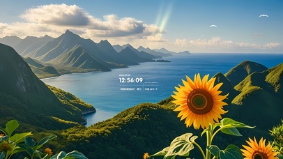 绿色护眼岛屿海岸线