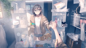 镜子前的美女