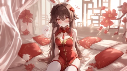 雪墨壁纸丨胡桃丨兔耳少女丨