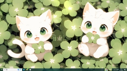 清新主题  四叶草猫咪	