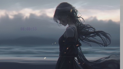 暗色系女孩长发黑色裙子