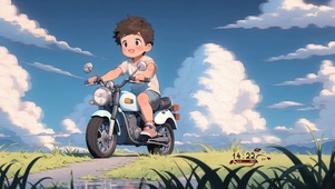 骑摩托的男孩（可做情侣壁纸）