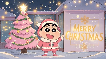 粉色圣诞可爱小新