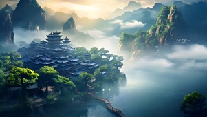 云中古镇小湖