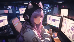 电竞阳光紫发少女
