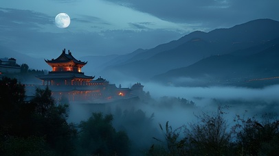 寺庙明月