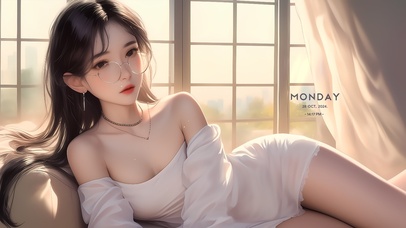 眼镜治愈可爱女孩