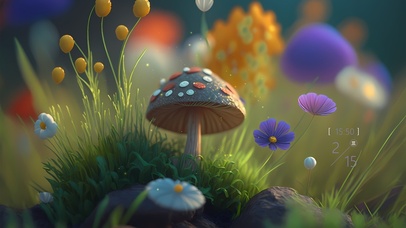 治愈清新森林蘑菇