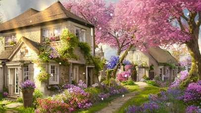 春天欧洲乡下小镇